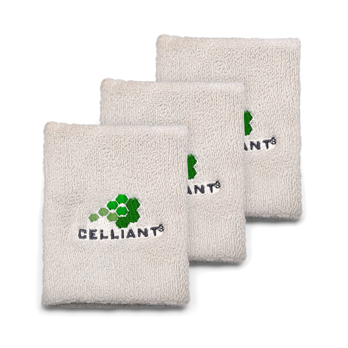 Three Celliant infrared grip strength wristbands, stacked